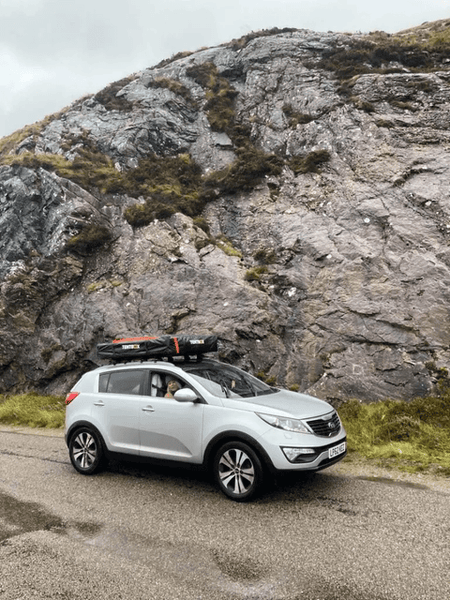 TentBox on car, near cliff